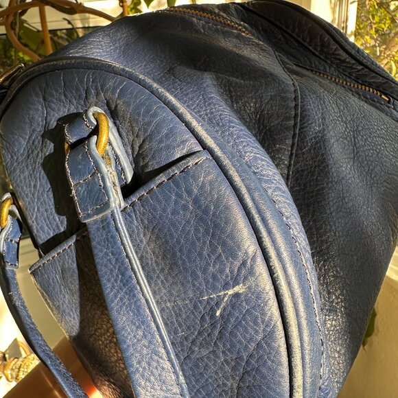 Vintage Unique Blue Leather Convertible Hobo International Purse - Picture 10 of 13